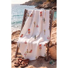 Tuğba Kuğu %100 Pamuklu 4 Kat Müslin Plaj Havlusu - Seaside Chilling