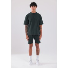 Rowinger Waffle Dokulu Oversize T-Shirt ve Şort Erkek Takım