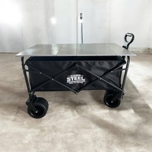 Camp Steel Katlanır Vagon ve 90X54 cm Paslanmaz Galvaniz Masa Seti - Yerli Üretim Dayanıklı Tasarım