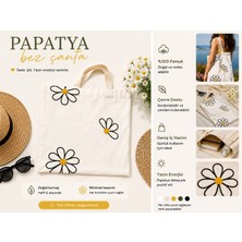 Lumindra Papatya Nakışlı Bez Omuz Çantası – Yazlık Tote Bag, Günlük Kullanım, Doğal Pamuk  43*39 cm