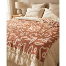 Livoras Home Müslin Pamuklu 220 x 240CM Çift Kişilik Pike Terrcotta Tarçın
