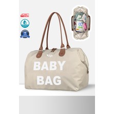 Stylo Baby Bag Baskılı Tek Anne Bebek Bakım Omuz Çantası - Vizon