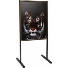 OfisDS B2 50X70 cm Bronz Yüksek Alüminyum Çift Iki Taraflı Mobil Kaldırım Reklam Poster Pano