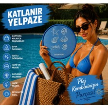Up Atelier Plaj Modası Katlanabilir Oval Yelpaze Deniz Temalı Model 20cm Çapında