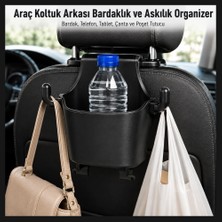 Araç Koltuk Arkası Bardaklık ve Askılık Organizer – Bardak, Telefon, Tablet, Çanta ve Poşet Tutucu