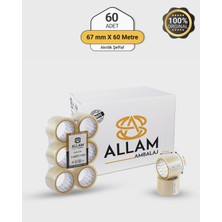 Allam Ambalaj 1 Koli (60 Adet) Akrilik Şeffaf Koli Bandı 60MM x 67MT Güçlü Yapışkan