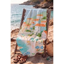 Tuğba Kuğu %100 Pamuklu 4 Kat Müslin Plaj Havlusu - Seaside Town