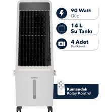 Kumtel Sulu Portatif Hava Soğutucu 90 W Kumandalı Ayaklı Vantilatör Hac-04 Beyaz Renk