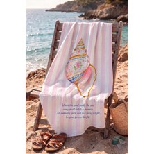 Tuğba Kuğu %100 Pamuklu 4 Kat Müslin Plaj Havlusu - Pink Seashell