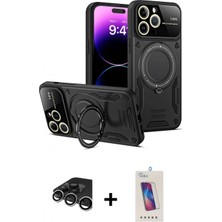 Pileli Store Pilelistore™ iPhone 15 Pro Kılıf Kıvılcım Modern Serisi - Siyah Joko 5d Cam + Raze Metal Kamera Lens - Gs