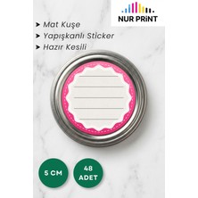 Nur Print 48 Adet Yuvarlak Kavanoz Kapağı Etiketi 5 Cm, Kuşe Kağıt, Reçel, Bal, Konserve Stickerı