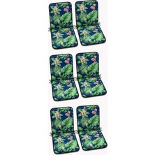 Mandaş 6 Adet Rattan Arkalıklı Sandalye Minderi (Kalınlık 4cm)-Tropikal Yeşil
