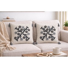 Livera Home Modern Punch Işlemeli Kırlent Kılıfı Dekoratif (43X43CM)
