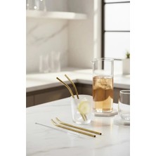 Miniso Lisanslı 3'Lü Metal Pipet Seti – 304 Paslanmaz Çelik – Temizleme Fırçalı