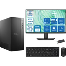 Dell Tower Essential QVT1260 Intel® Core™ İ7-14700 80GB Ddr5 256GB SSD Intel® UHD Graphics 770 Freedos +23.8 Fhd Monitör Tower Masaüstü Bilgisayar 23BTO014007F26+ZETTAUSBBELLEK