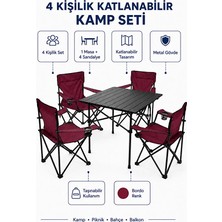 Trendinyeri 4 Kişilik Katlanır Kamp Masa Sandalye Seti – Piknik, Bahçe ve Plaj Kullanımına Uygun