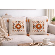 Livera Home Modern Punch Işlemeli 2'li Kırlent Kılıfı Dekoratif (43X43CM)