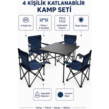 Trendinyeri 4 Kişilik Katlanır Kamp Masa Sandalye Seti – Piknik, Bahçe ve Plaj Kullanımına Uygun