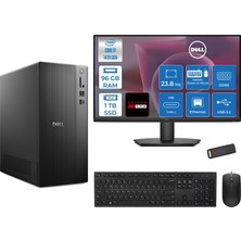 Dell Tower Essential QVT1260 Intel® Core™ İ7-14700 96GB Ddr5 1tb SSD 4GB/RX550 Freedos +23.8 Fhd Monitör Tower Masaüstü Bilgisayar 23BTO01400727F33+ZETTAUSBBELLEK