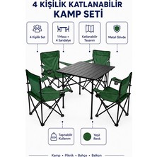 Trendinyeri 4 Kişilik Katlanır Kamp Masa Sandalye Seti – Piknik, Bahçe ve Plaj Kullanımına Uygun