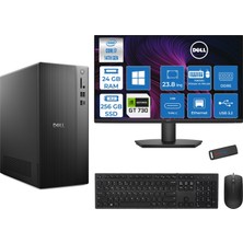 Dell Tower Essential QVT1260 Intel® Core™ İ7-14700 24GB Ddr5 256GB SSD 4GB/GT730 WIN11PRO +23.8 Fhd Monitör Tower Masaüstü Bilgisayar 23BTO01400725P06+ZETTAUSBBELLEK