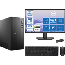 Dell Tower Essential QVT1260 Intel® Core™ İ7-14700 64GB Ddr5 256GB SSD 6GB/RTX3050 Freedos +23.8 Fhd Monitör Tower Masaüstü Bilgisayar 23BTO01400723F21+ZETTAUSBBELLEK