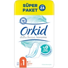 Orkid Extra Hassas Uzun Normal Hijyenik Ped 24 Adet %0 Boyalı ve Parfümsüz Ekstra Yumuşak