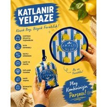 Up Atelier Plaj Modası Katlanabilir Oval Yelpaze Limonlu Model 20cm Çapında