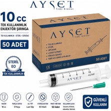 Ayset 10CC 3 Parça Yeşil Uçlu Enjektör 50 Adet