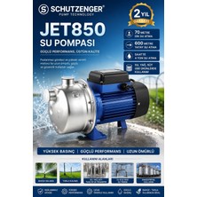 SCHUTZENGER JET850 Su Motoru Bakır Sargılı-Paslanmaz Çelik Gövdeli Kendinden Emişli Pompa 8mt Emiş  70MT Dik Atar