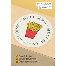 Alışveriş Kurdu Afiyet Olsun Paketleme Ambalaj Kargo Ürün Etiketi Yapışkanlı Sticker - 4X4CM 70 Adet