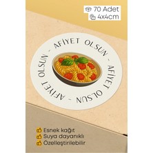 Alışveriş Kurdu Afiyet Olsun Paketleme Ambalaj Kargo Ürün Etiketi Yapışkanlı Sticker - 4X4CM 70 Adet