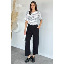 Gülseli Kadın Yan Büzgülü Puantiyeli Bluz P-00021780