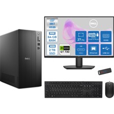 Dell Tower Essential QVT1260 Intel® Core™ İ7-14700 64GB Ddr5 2tb SSD 4GB/GT730 Freedos +27" Fhd Monitör Tower Masaüstü Bilgisayar 27BTO01400725F24+ZETTAUSBBELLEK