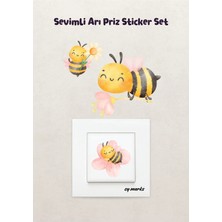 Alışveriş Kurdu Duvar Priz Sticker - Sevimli Bal Arısı Temalı Çocuk Odası Duvar Sticker Etiket
