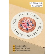 Alışveriş Kurdu Afiyet Olsun Paketleme Ambalaj Kargo Ürün Etiketi Yapışkanlı Sticker - 4X4CM 70 Adet