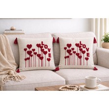 Livera Home Modern Punch Işlemeli 2'li Kırlent Kılıfı Dekoratif (43X43CM)
