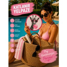 Up Atelier Plaj Modası Katlanabilir Oval Yelpaze Zürafa Model 20CM Çapında