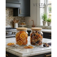 Vesta Concept Hava Geçirmez Doğal Bambu Kapaklı Cam Kavanoz - Ikili Çok Amaçlı Kavanoz Seti - 620 ml