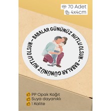 Alışveriş Kurdu Babalar Günü Temalı Hediye Kutu Paketleme Sticer Etiket 4cm 70 Adet