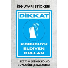 Alışveriş Kurdu Eldiven Kullan Iş Güvenliği Uyarı Ikaz Etiketi - Folyo Etiket
