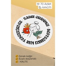 Alışveriş Kurdu Kadın Girişimci Paketleme Ambalaj Kargo Ürün Etiketi Yapışkanlı Sticker 70 Adet 4x4 cm