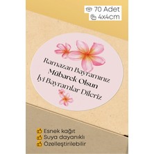 Alışveriş Kurdu Ramazan Bayramı Temalı Paketleme Etiketi - 70 Adet 4X4CM Yuvarlak Su Geçirmez Ambalaj Stickerı