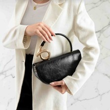 Boutique Kadın Gold Halka Kulplu Yarım Ay Omuz ve El Çantası