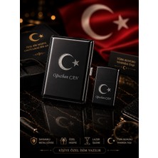 Home Dekor Hediye Isime Kişiye Özel Ay Yıldız Bayrak Lazer Işlemeli tabaka ve Benzinli Metal Çakmak Seti dolu Gönderim