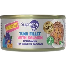 Supreme Cat Purrfect Tiftiklenmiş Ton Balıklı & Somonlu Konserve Kedi Maması 70 gr Tahılsız Yaş Kedi Maması