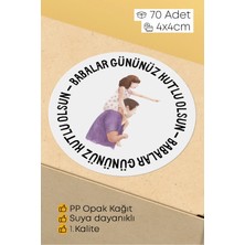 Alışveriş Kurdu Babalar Günü Temalı Hediye Kutu Paketleme Sticer Etiket 4cm 70 Adet