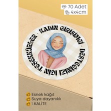 Alışveriş Kurdu Kadın Girişimci Paketleme Ambalaj Kargo Ürün Etiketi Yapışkanlı Sticker - 4X4CM 70 Adet