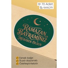 Alışveriş Kurdu Ramazan Bayramı Temalı Paketleme Etiketi - 70 Adet 4X4CM Yuvarlak Su Geçirmez Ambalaj Stickerı