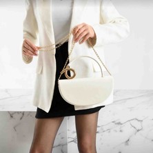 Boutique Kadın Gold Halka Kulplu Yarım Ay Omuz ve El Çantası
